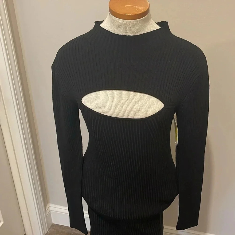 NWT!! French Connection - Women's Mathilda Knit Cut Out Dress - Black - Size M - Picture 4 of 8